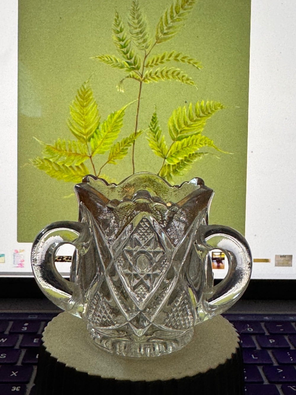 Vintage clear pressed glass toothpick Holder